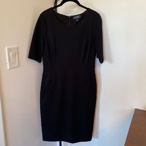 Lands' End Ponte Knit Sheath Dress with Elbow Sleeves, Black